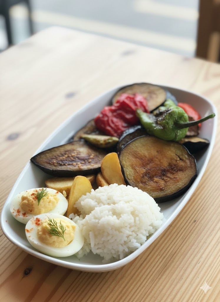 Turkish veggie egg plate